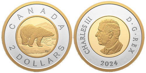 2 dollars 2024 Silver Gold Plated