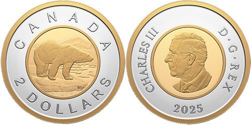 2 dollars 2025 Silver Gold Plated