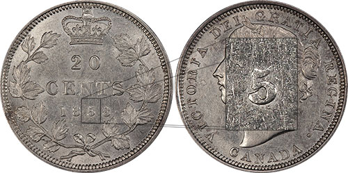20 cents 1858 Canada - Double 5