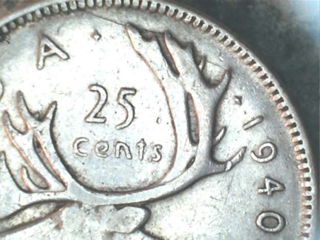 1940 Canada Rare 25 Cent Silver Coin. 