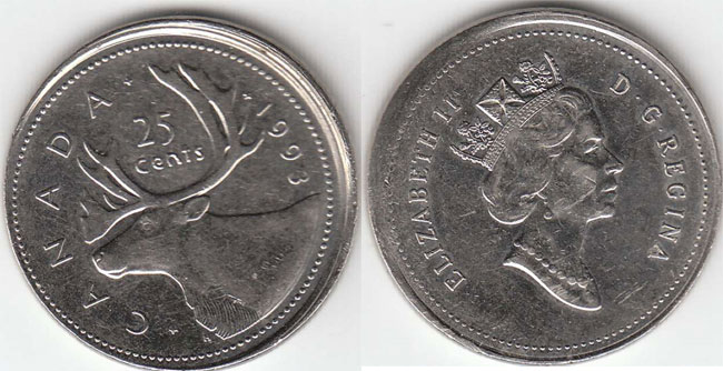 Canada 1993 Gem Mint 25 Cent Coin IDJ. 