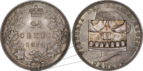 25 cents 1874 - H