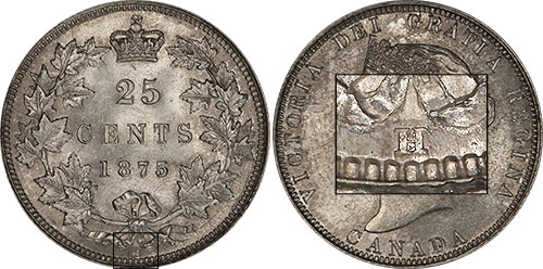 25 cents 1875 - H