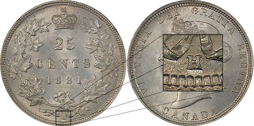 25 cents 1881 - H