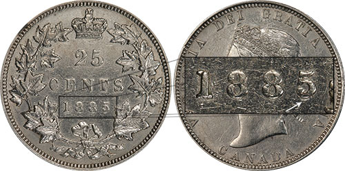 25 cents 1883 - Curved top 5 over 5