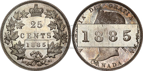 25 cents 1885 - - Straight top 5