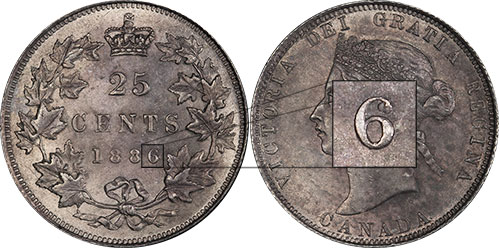 25 cents 1886 - Doubled Knobbed 6