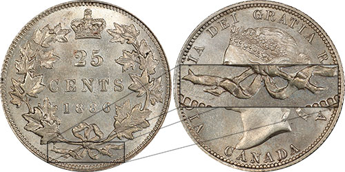 25 cents 1886 - Short Bough Ends