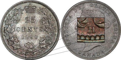 25 cents 1890 - H