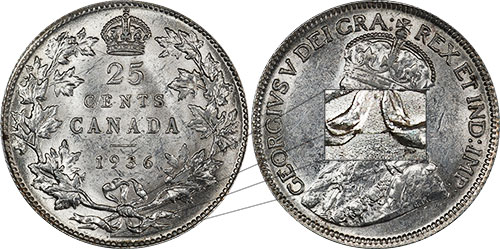 25 cents 1936 - Bar