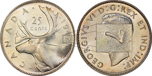 25 cents 1937 Dot Canada