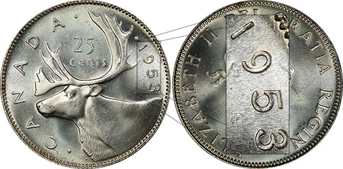 25 cents 1953 Large Date Canada