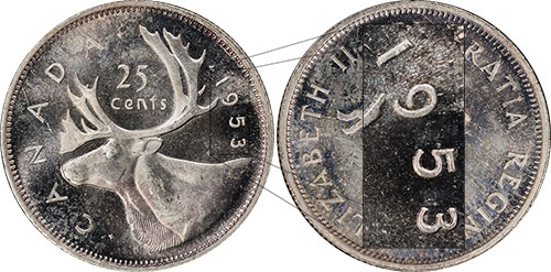 25 cents 1953 Small Date Canada