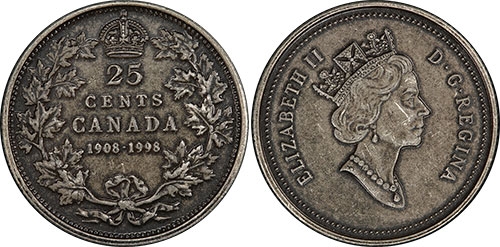 25 cents 1998 - 1908-1998 - Canada