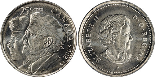 25 cents 2005 Veterans Canada