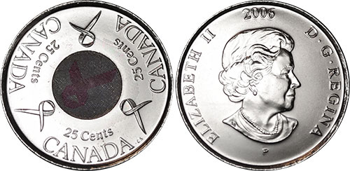 25 cents 2006 Pink Ribbon Breast Cancer Canada