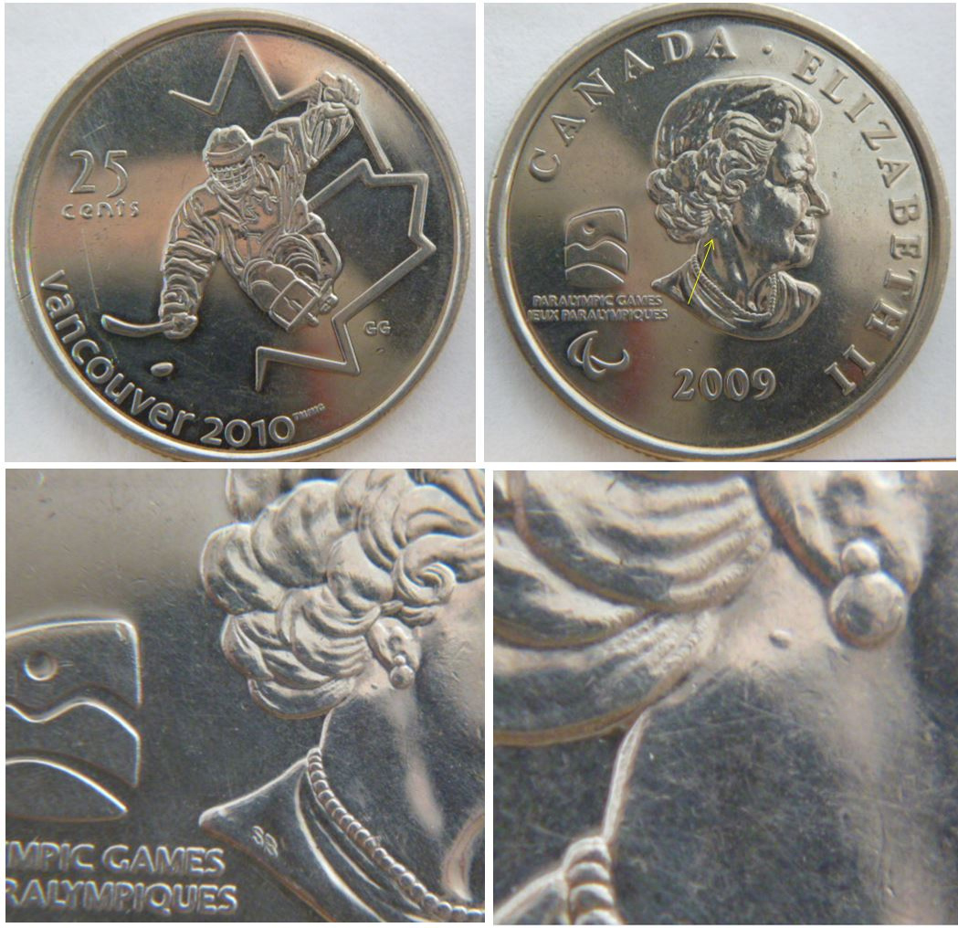 CANADA 2009 CANADIAN OLYMPIC SPEED SKATING KLASSEN COLORIZED 25 CENT COIN UNC