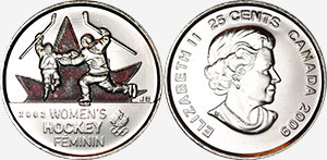 25 cents 2009 - Women's Hockey Colour