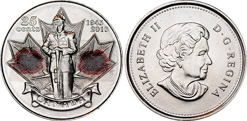 25 cents 2010 1945 Poppy Canada