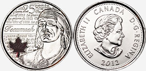 25 cents 2012 Tecumesh Couleur