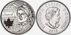 25 cents 2013 Laura Secord Coloured