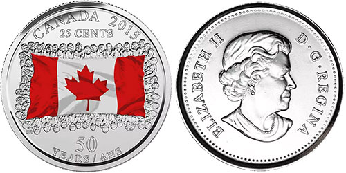 25 cents 2015 Canadian Flag