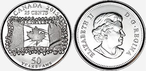25 cents 2015 Canadian Flag Canada