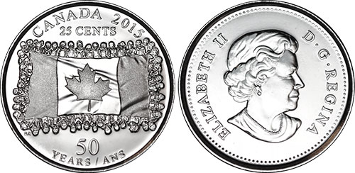 25 cents 2015 Canadian Flag