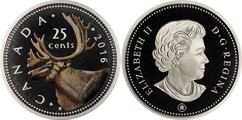 25 cents 2016 - Coloured Caribou Big Coin Series - Canada