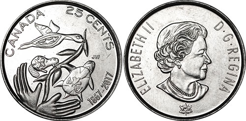 25 cents 2017 150 Years Confederation Canada