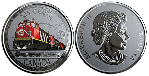 25 cents 2019 - 100th Anniversary of CN Rail - Canada