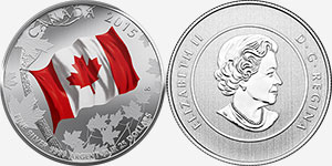 25 dollars 2015 Silver Canadian Flag Canada