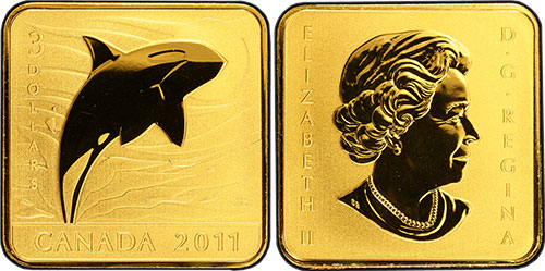 3 dollar 2011 Orca Whale Square