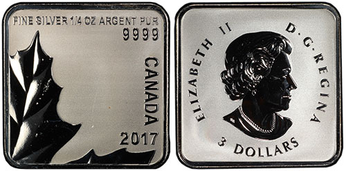 3 dollar 2016 Maple Leaf Top Right Canada