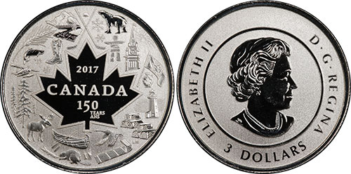 3 dollar 2017 150 Years Canada