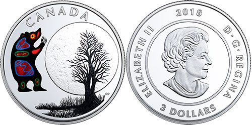 3 dollar 2018 Bear Moon Canada