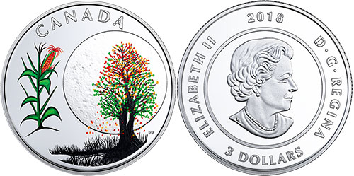 3 dollar 2018 Falling Leaves Moon Canada