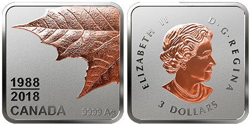 3 dollar 2018 Maple Leaf Bottom Left Canada