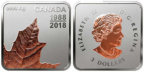 3 dollar 2018 Maple Leaf Top Right Canada