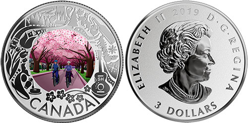 3 dollar 2019 Cherry Blossom Canada
