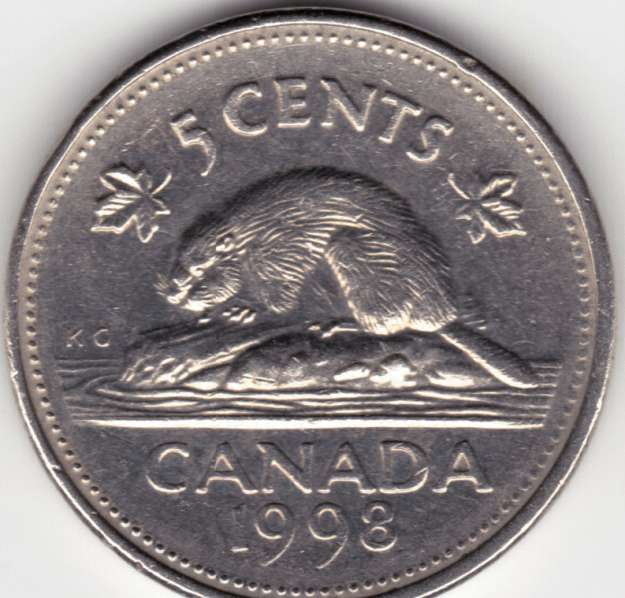 1998 Canada 5 Cent  uncirculated coins from roll 
