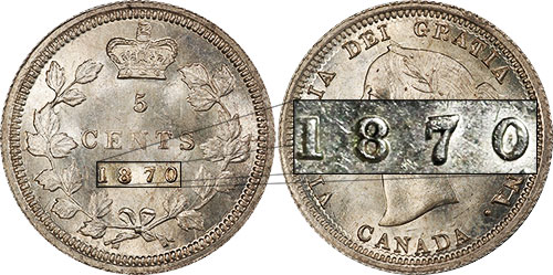 5 cents 1870 - Repunched 7