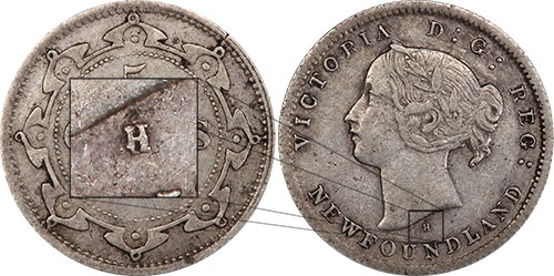 5 cents 1873 H Newfoundland