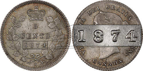 5 cents 1874 - Double 8 - Small Date - Plain 4