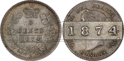 5 cents 1874 - Small Date - Plain 4