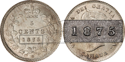 5 cents 1875 - Petite Date - H