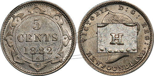 5 cents 1882 H Newfoundland