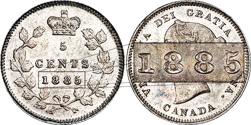 5 cents 1885 - Small 5 over 5