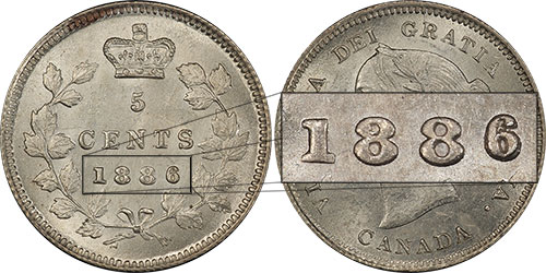 5 cents 1886 - Small 6 over 6