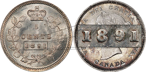 5 cents 1891 - Obverse # 2 - Double 9
